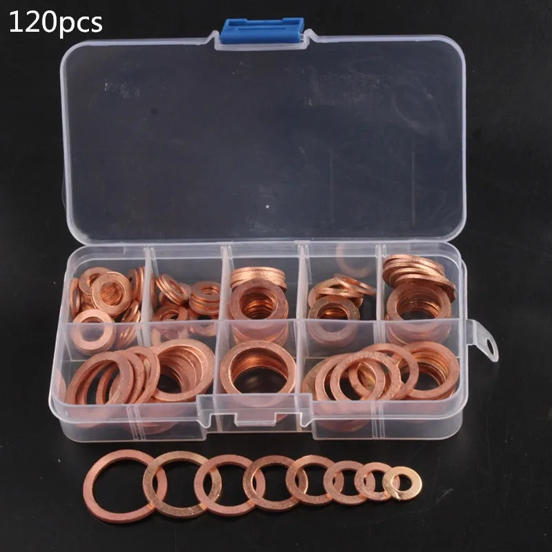 300/280/200/100Pcs Washer Copper Sealing Solid Gasket Washer Sump Plug Oil For Boat Crush Flat Seal Ring Tool