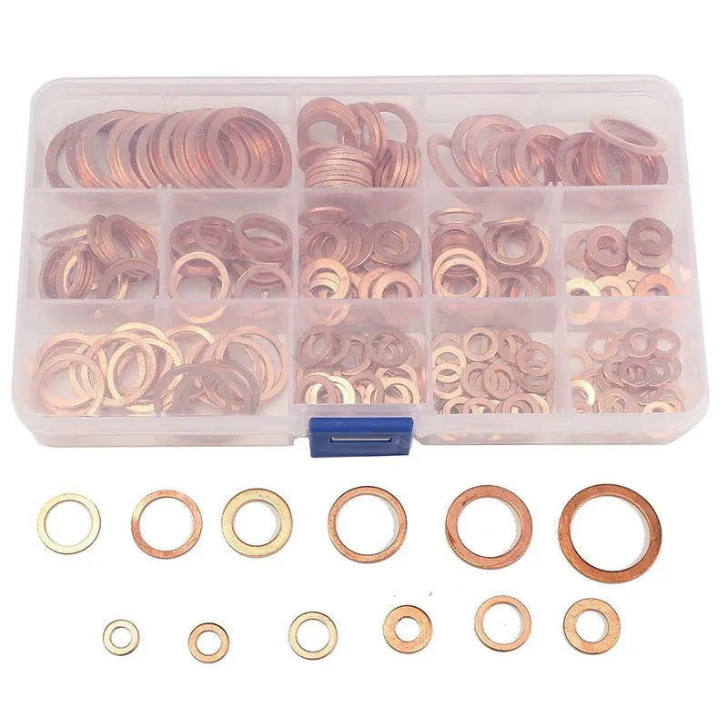 300/280/200/100Pcs Washer Copper Sealing Solid Gasket Washer Sump Plug Oil For Boat Crush Flat Seal Ring Tool