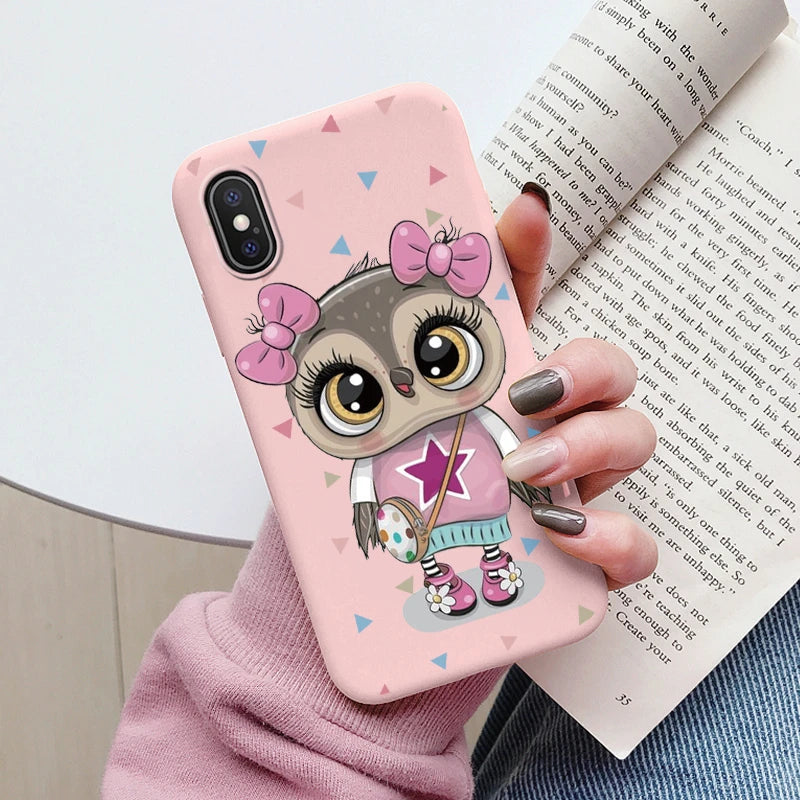 Flowers Funda For iphone X XS MAX XR Capa iphoneX XSMAX Phone Case Soft Silicone Cute Cat Bear Back Cover For iphoneXR Bumper