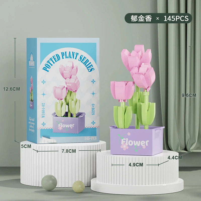 Bouquet Flower Mini Diy Building Block Toys for Children Bricks Blocks for Adults Constructor Micro Bricks Construction Set Gift