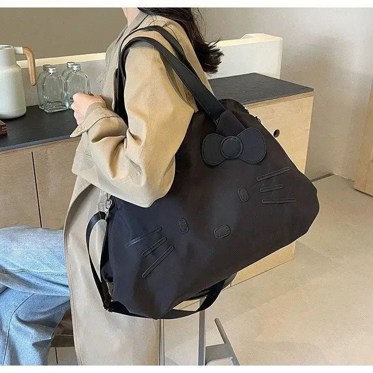 Sanrio large-capacity black travel bag KT business trip luggage bag Hello Kitty bow casual cartoon bag convenient backpack