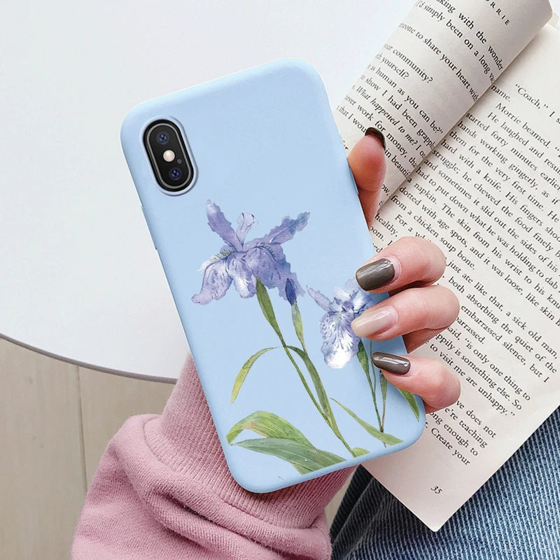 Flowers Funda For iphone X XS MAX XR Capa iphoneX XSMAX Phone Case Soft Silicone Cute Cat Bear Back Cover For iphoneXR Bumper