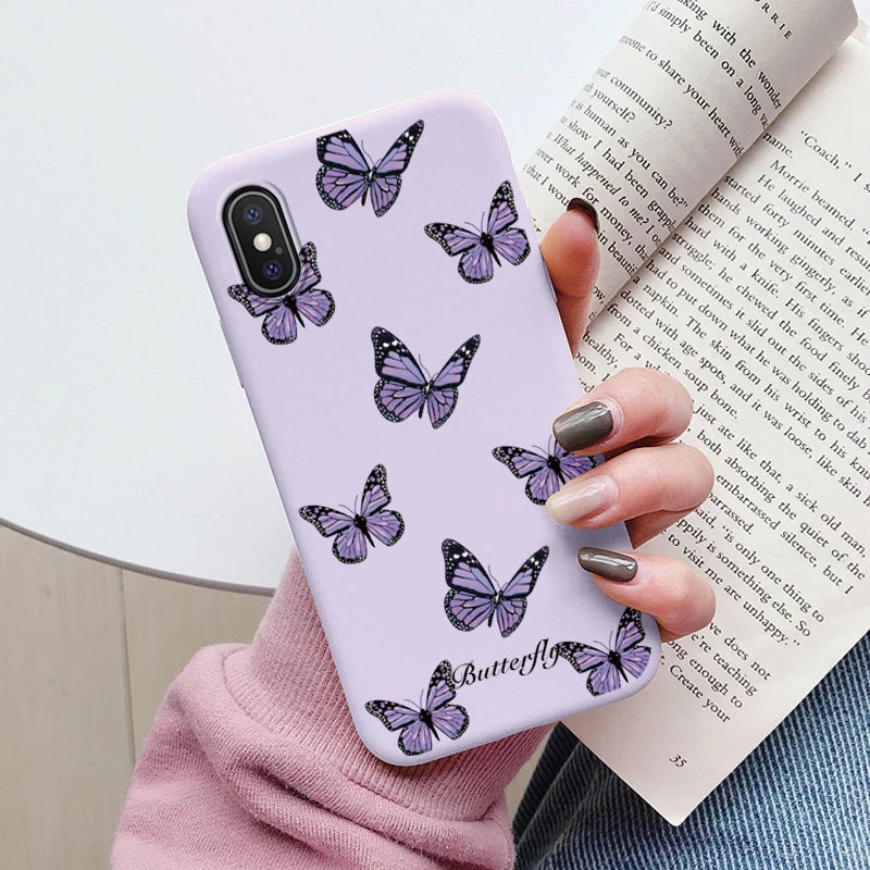 Flowers Funda For iphone X XS MAX XR Capa iphoneX XSMAX Phone Case Soft Silicone Cute Cat Bear Back Cover For iphoneXR Bumper