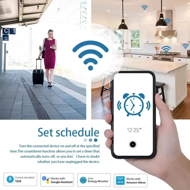 Zigbee or WiFi Smart Plug 16A/20A EU Smart Socket With Power Monitoring Timing Function Voice Control Via Tuya Alexa Google Home