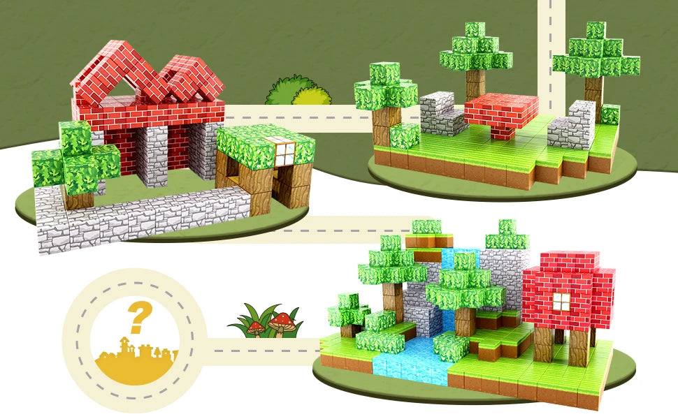 10-500PCS Magnetic Building Blocks Magnet Set Bricks Mini World STEM Construction DIY Educational Toys For Kids Birthday Gifts