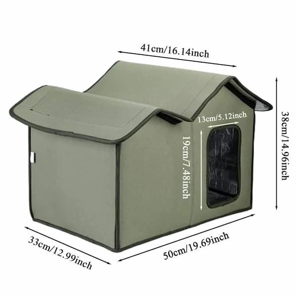 Outdoor Cat House Waterproof & Insulated – Warm Winter Shelter for Feral Cats & Small Dogs (Foldable Pet House)
