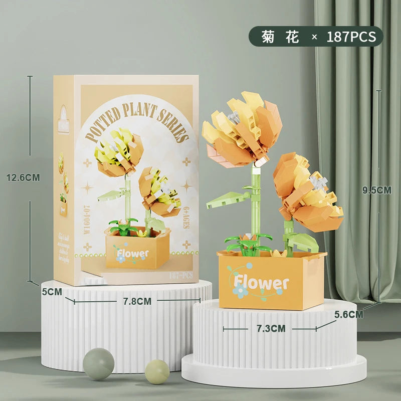 Bouquet Flower Mini Diy Building Block Toys for Children Bricks Blocks for Adults Constructor Micro Bricks Construction Set Gift