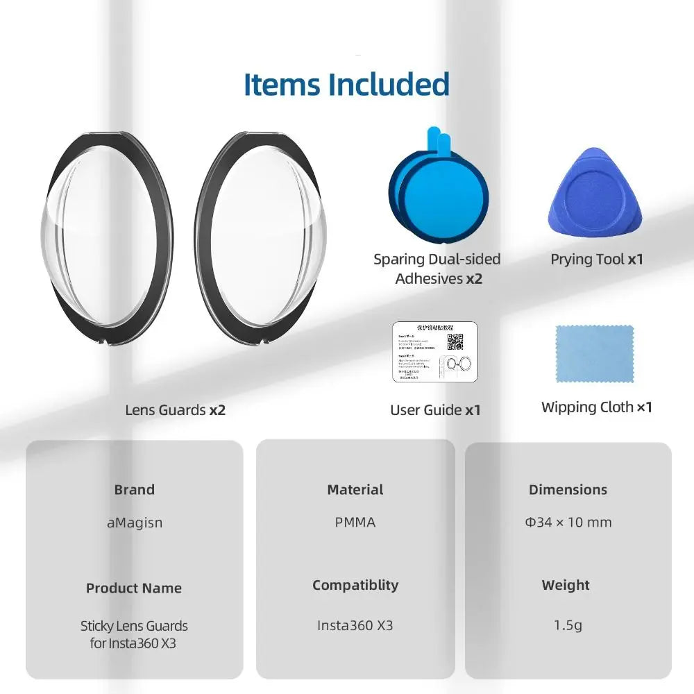 For Insta360 X3 Sticky Lens Guards Dual-Lens 360 Mod For Insta 360 X3 Protector Camera Lens Anti-Scratch Cover Accessories