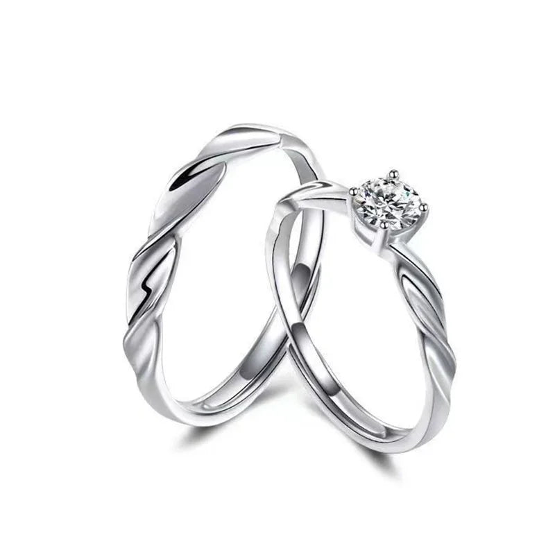 Fashion Contracted Design Women's Ring with Brilliant White Cubic Zirconia Wedding Party Daily Wearable Statement Jewelry Gifts