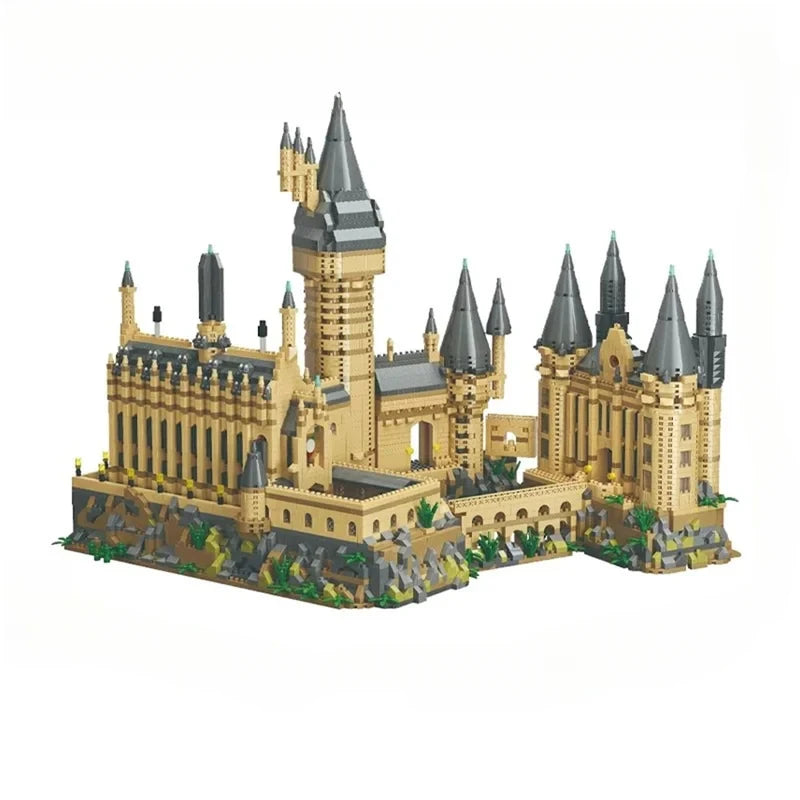 New Magic Castle Micro Building  Blocks Light Up Street View Architecture Creative MOC Model Kit  Kids Christmas Birthday Gifts