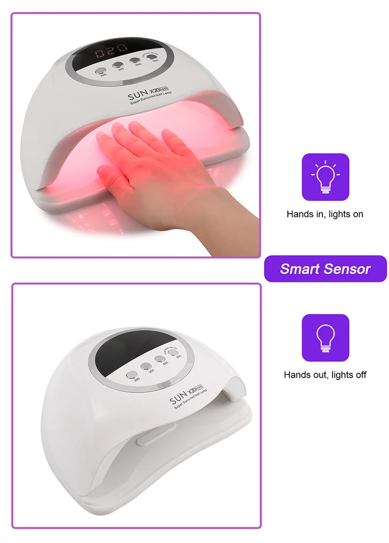SUN X20MAX Nail Dryer Machine 72 LEDs UV LED Lamp for Nails Gel Polish Curing Manicure Lamp 10/30/60/99s Timer LCD Display
