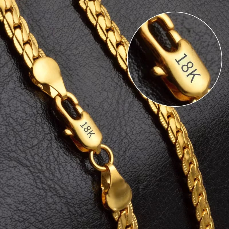 18K Gold/925 Sterling Silver 6mm Full Sideways Necklace 8/18/20/24 Inch Chain For Woman Men Fashion Wedding Engagement Jewelry