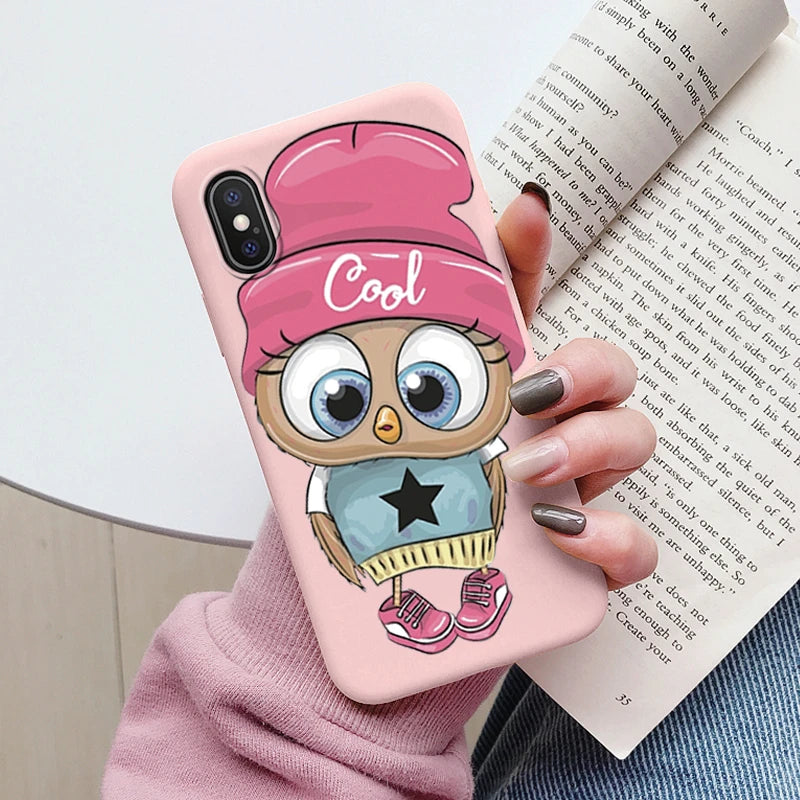 Flowers Funda For iphone X XS MAX XR Capa iphoneX XSMAX Phone Case Soft Silicone Cute Cat Bear Back Cover For iphoneXR Bumper
