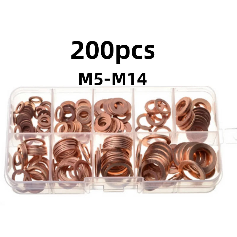 300/280/200/100Pcs Washer Copper Sealing Solid Gasket Washer Sump Plug Oil For Boat Crush Flat Seal Ring Tool