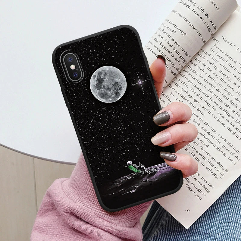 Flowers Funda For iphone X XS MAX XR Capa iphoneX XSMAX Phone Case Soft Silicone Cute Cat Bear Back Cover For iphoneXR Bumper