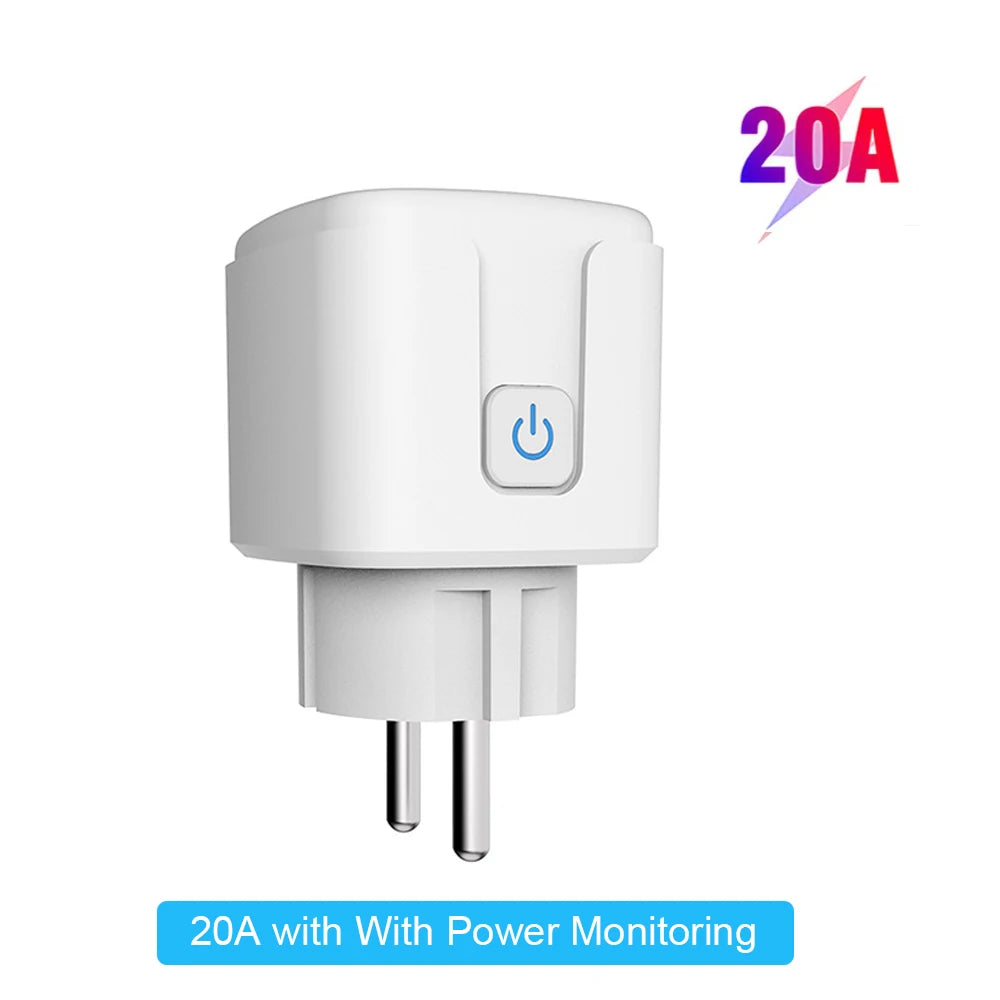 Zigbee or WiFi Smart Plug 16A/20A EU Smart Socket With Power Monitoring Timing Function Voice Control Via Tuya Alexa Google Home