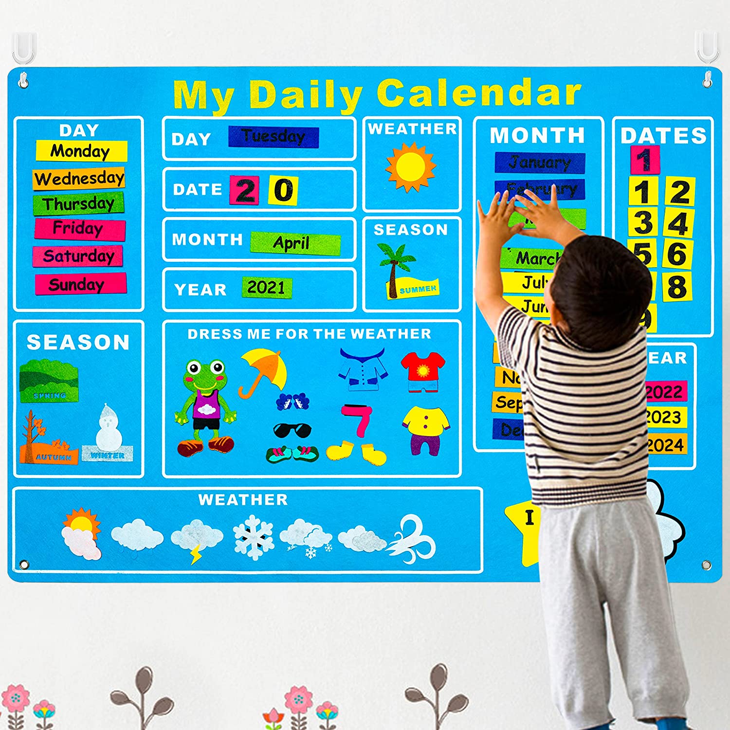 DAILY CALENDAR FELT KIT With 65 Pieces, for Kids