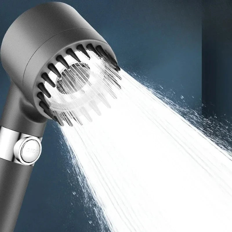 3-Mode Adjustable High Pressurized Filter Shower Head with Massage Brush Rain Faucet - Bathroom Shower Accessories