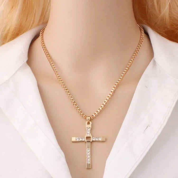 Dominic Toretto The Fast and The Furious Celebrity Vin Diesel Item Crystal Jesus Men Cross Pendant Necklace Gift Jewelry