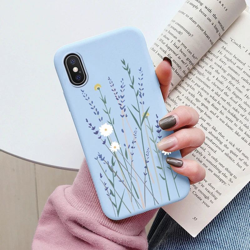 Flowers Funda For iphone X XS MAX XR Capa iphoneX XSMAX Phone Case Soft Silicone Cute Cat Bear Back Cover For iphoneXR Bumper