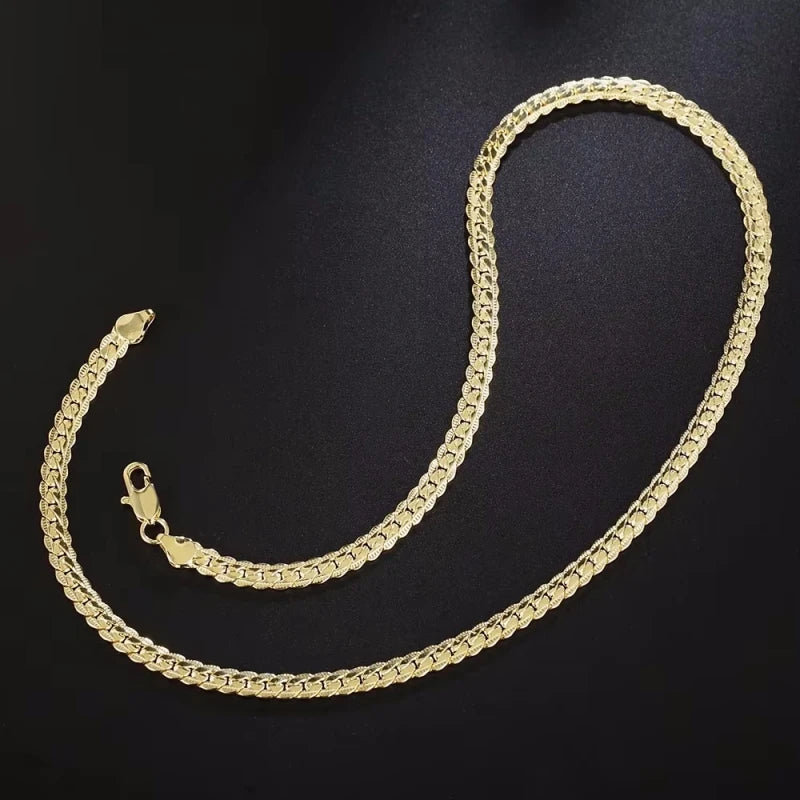 18K Gold/925 Sterling Silver 6mm Full Sideways Necklace 8/18/20/24 Inch Chain For Woman Men Fashion Wedding Engagement Jewelry