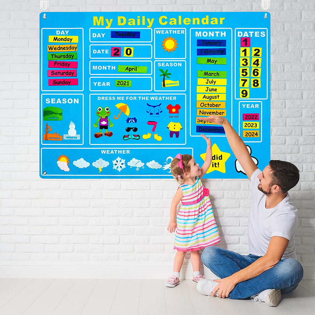 DAILY CALENDAR FELT KIT With 65 Pieces, for Kids
