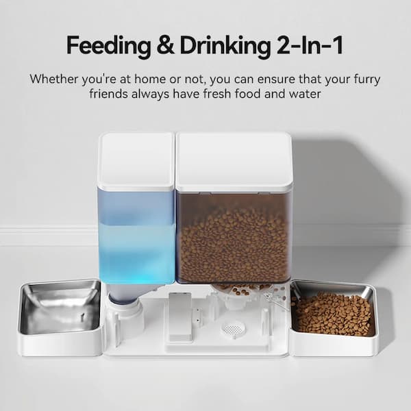 ROJECO 2-in-1 WiFi Automatic Pet Feeder & Water Fountain (5L Food + 3.5L Water) – App Remote Control