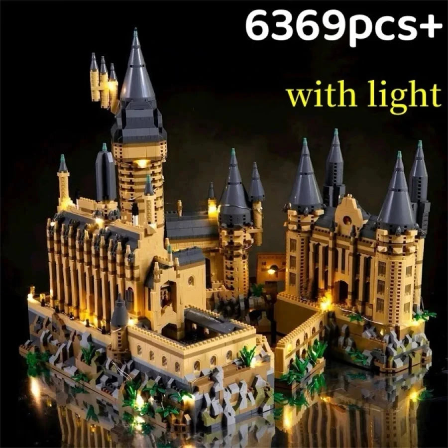 New Magic Castle Micro Building  Blocks Light Up Street View Architecture Creative MOC Model Kit  Kids Christmas Birthday Gifts