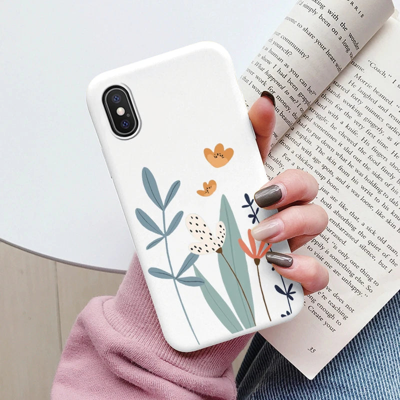 Flowers Funda For iphone X XS MAX XR Capa iphoneX XSMAX Phone Case Soft Silicone Cute Cat Bear Back Cover For iphoneXR Bumper