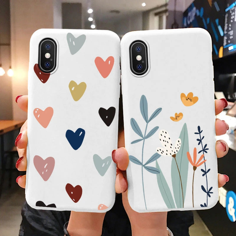Flowers Funda For iphone X XS MAX XR Capa iphoneX XSMAX Phone Case Soft Silicone Cute Cat Bear Back Cover For iphoneXR Bumper