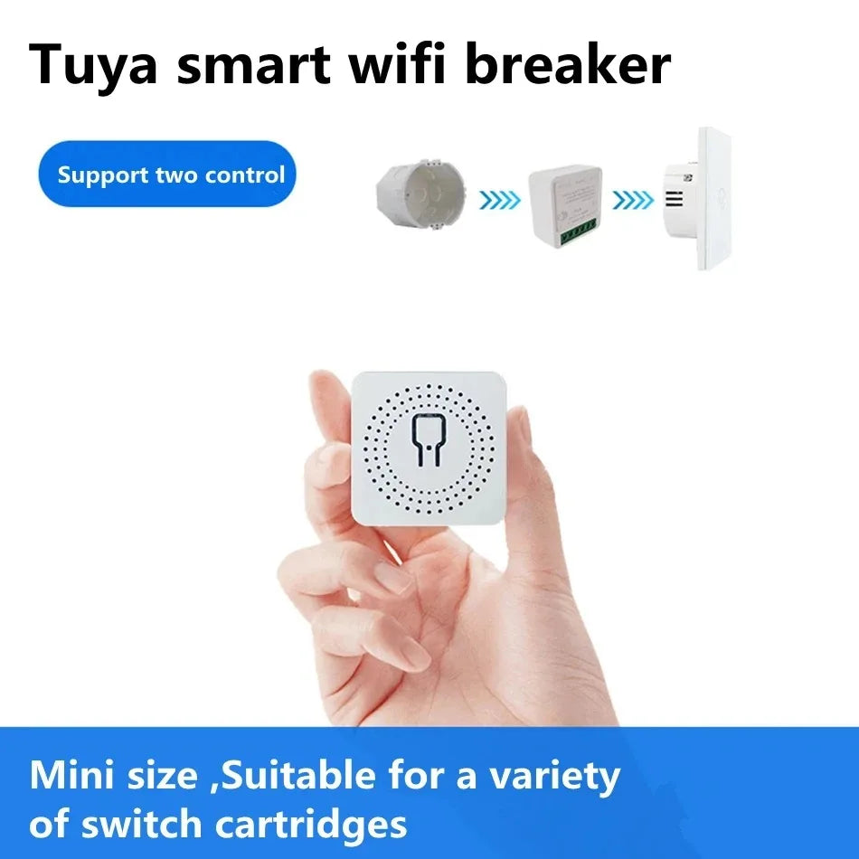 16A Tuya WiFi Smart Switch Module Mini Breaker 2-way Control Smart Life App Voice Control Work With Alexa Google Alice