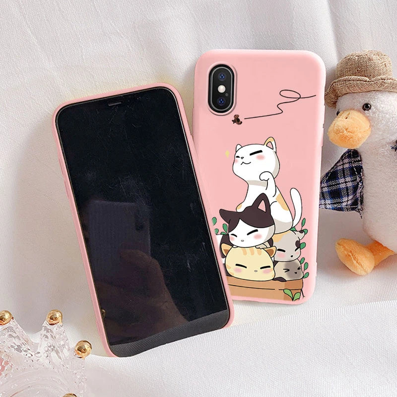 Flowers Funda For iphone X XS MAX XR Capa iphoneX XSMAX Phone Case Soft Silicone Cute Cat Bear Back Cover For iphoneXR Bumper