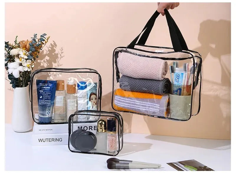 1/3Pcs Set Transparent Toiletry Bags Large Capacity Bag Travel Organizer Storage Pouch Makeup Cosmetics Bag Multifunction