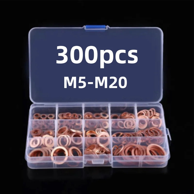 300/280/200/100Pcs Washer Copper Sealing Solid Gasket Washer Sump Plug Oil For Boat Crush Flat Seal Ring Tool