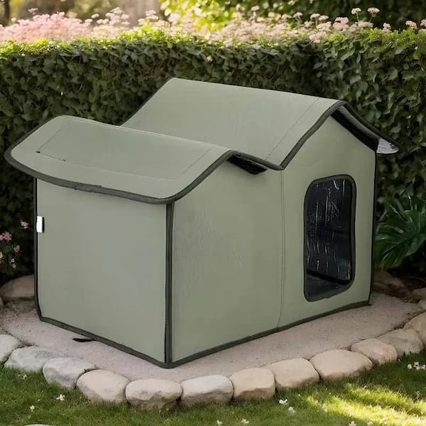 Outdoor Cat House Waterproof & Insulated – Warm Winter Shelter for Feral Cats & Small Dogs (Foldable Pet House)