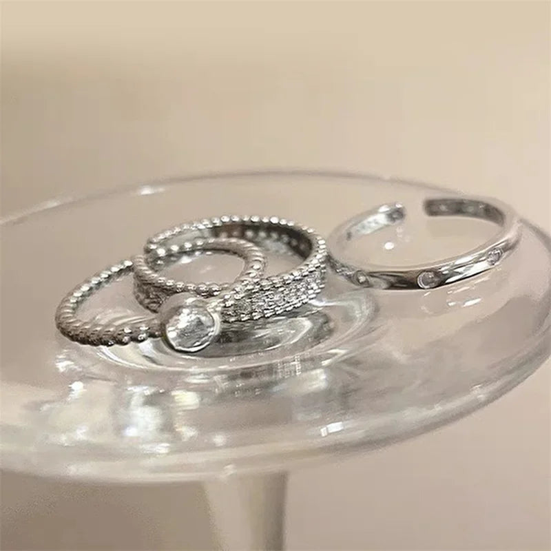 Fashion Contracted Design Women's Ring with Brilliant White Cubic Zirconia Wedding Party Daily Wearable Statement Jewelry Gifts