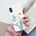Flowers Funda For iphone X XS MAX XR Capa iphoneX XSMAX Phone Case Soft Silicone Cute Cat Bear Back Cover For iphoneXR Bumper