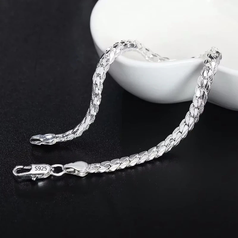 18K Gold/925 Sterling Silver 6mm Full Sideways Necklace 8/18/20/24 Inch Chain For Woman Men Fashion Wedding Engagement Jewelry
