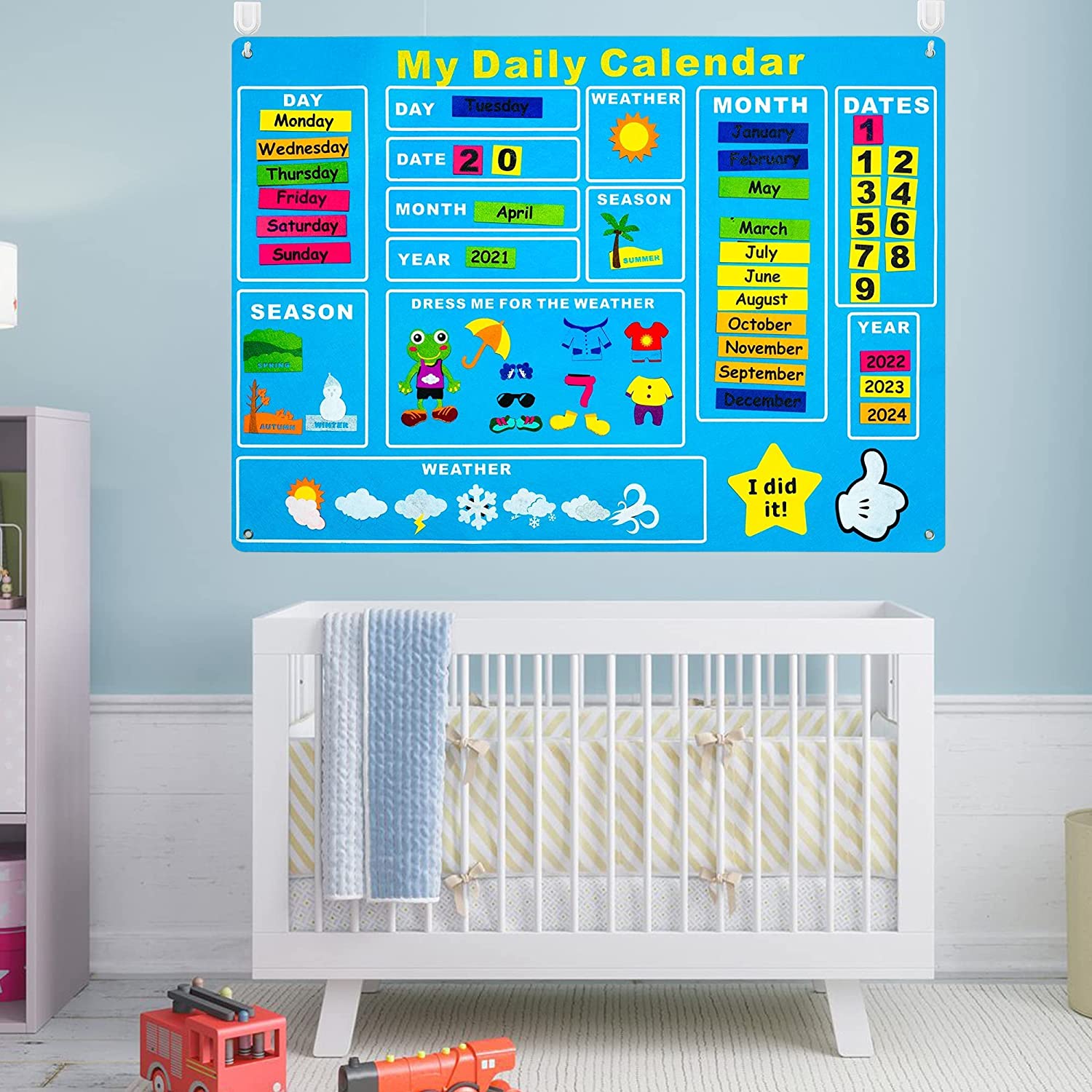 DAILY CALENDAR FELT KIT With 65 Pieces, for Kids