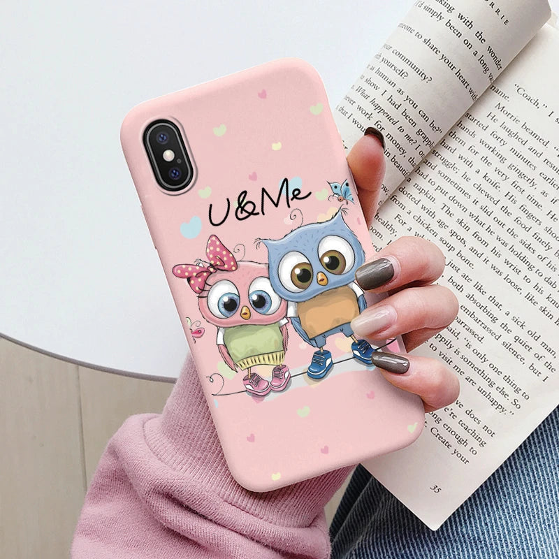 Flowers Funda For iphone X XS MAX XR Capa iphoneX XSMAX Phone Case Soft Silicone Cute Cat Bear Back Cover For iphoneXR Bumper