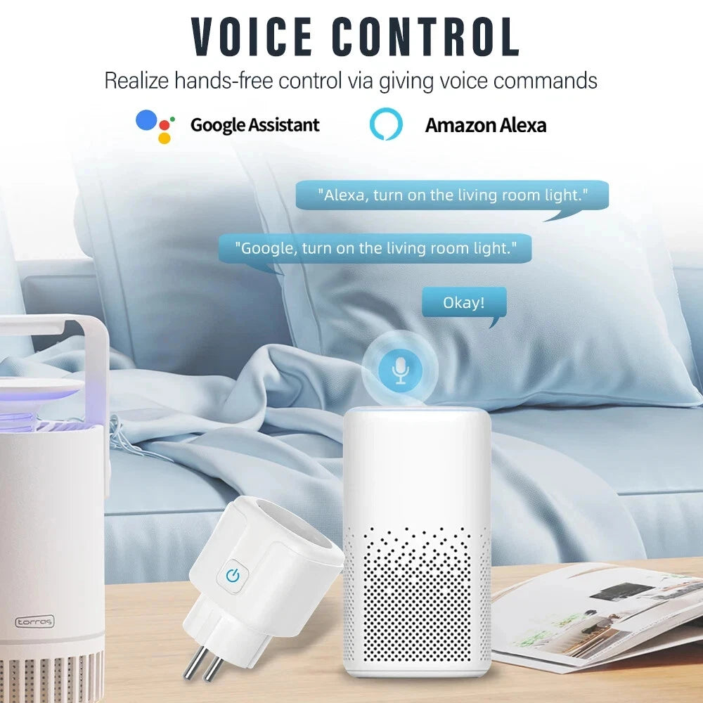 Zigbee or WiFi Smart Plug 16A/20A EU Smart Socket With Power Monitoring Timing Function Voice Control Via Tuya Alexa Google Home