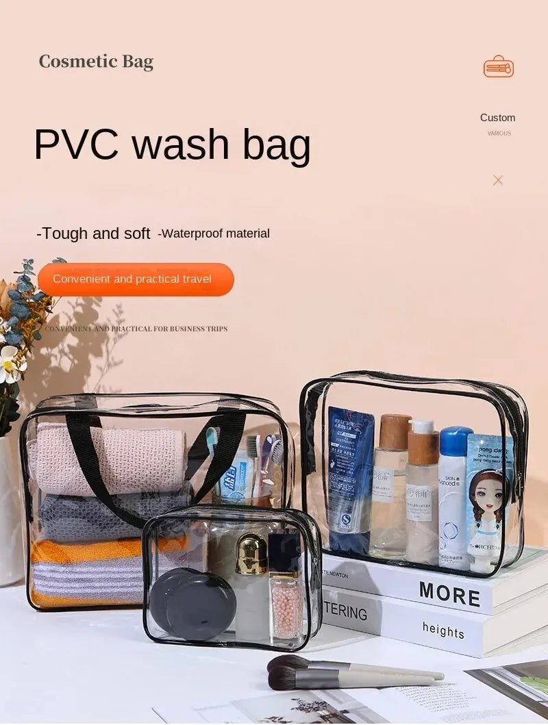 1/3Pcs Set Transparent Toiletry Bags Large Capacity Bag Travel Organizer Storage Pouch Makeup Cosmetics Bag Multifunction