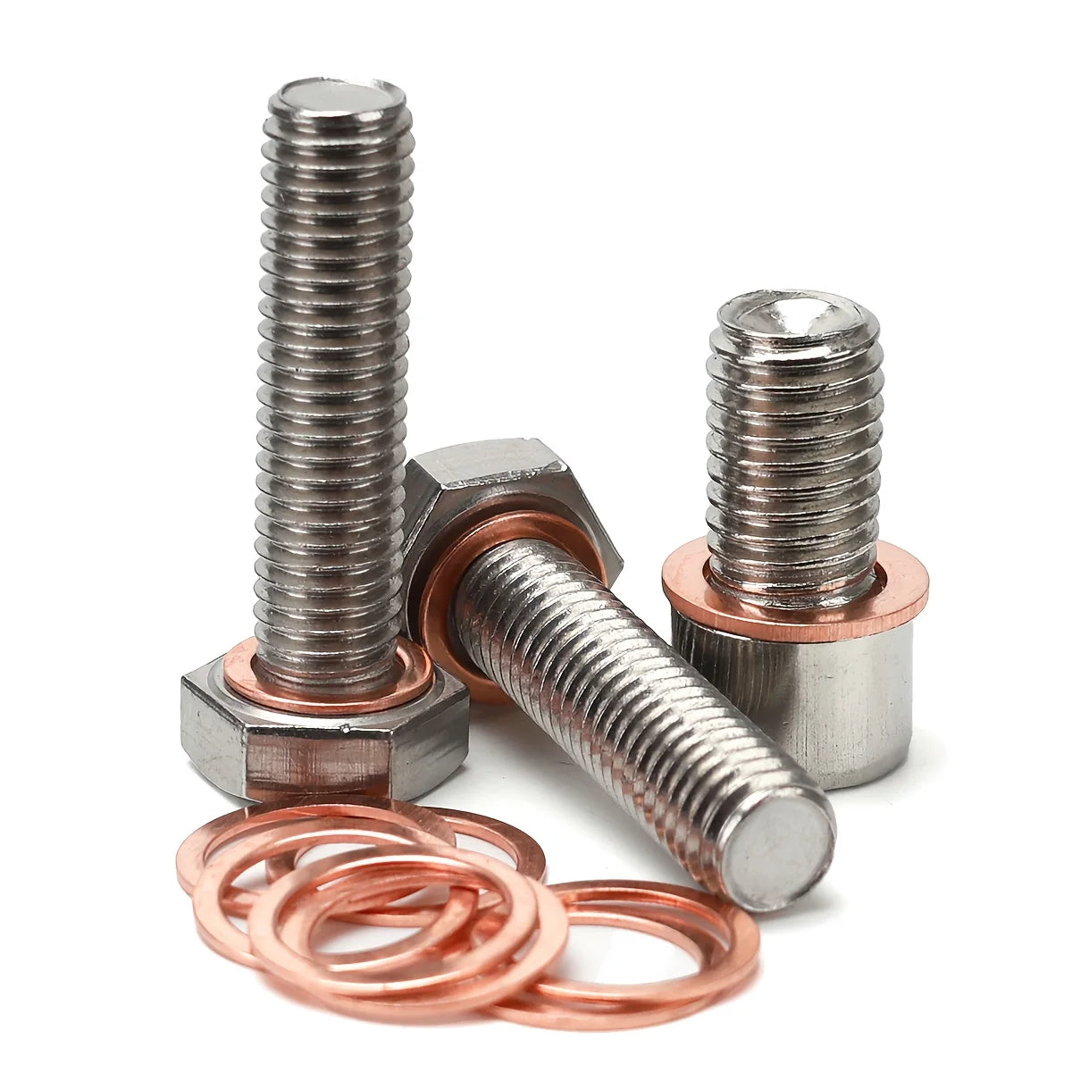 100PCS Copper Washer Gasket Nut And Bolt Set Flat Ring Seal Assortment Kit With Box M4/M5/M6/M8/M10/M12/M14 For Sump Plugs