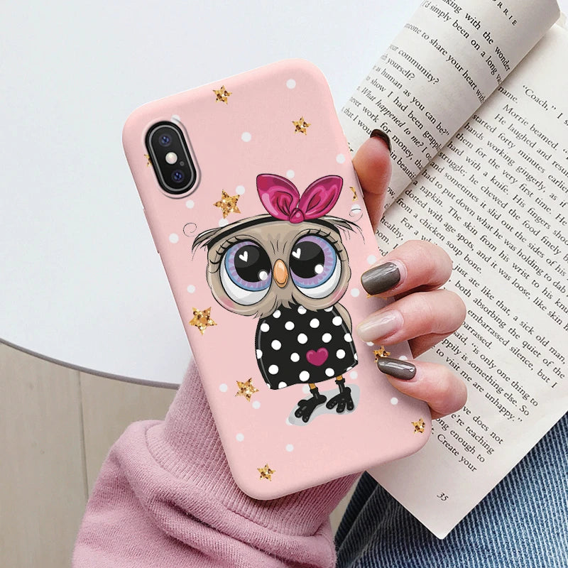 Flowers Funda For iphone X XS MAX XR Capa iphoneX XSMAX Phone Case Soft Silicone Cute Cat Bear Back Cover For iphoneXR Bumper
