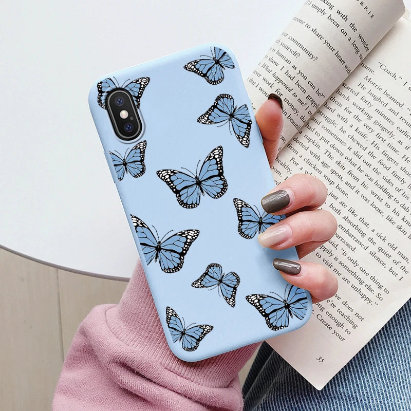 Flowers Funda For iphone X XS MAX XR Capa iphoneX XSMAX Phone Case Soft Silicone Cute Cat Bear Back Cover For iphoneXR Bumper