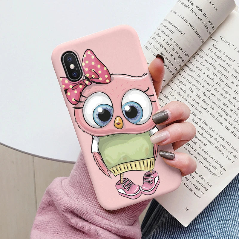 Flowers Funda For iphone X XS MAX XR Capa iphoneX XSMAX Phone Case Soft Silicone Cute Cat Bear Back Cover For iphoneXR Bumper