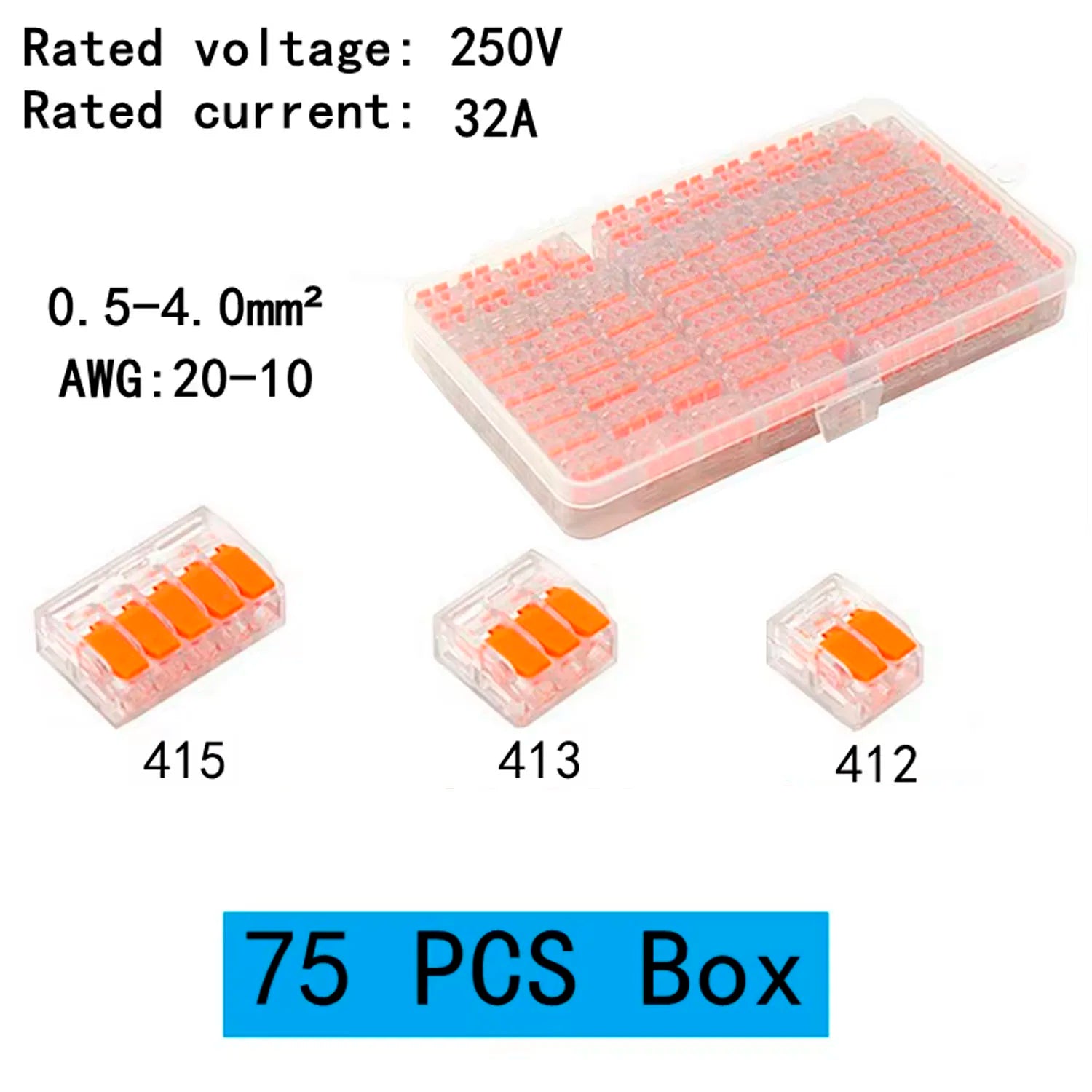 10-75 Pcs Orange Universal Type Quick Plug-in Terminals,Electrical Equipment Connectors,Wire Connector Terminals,250V/32A