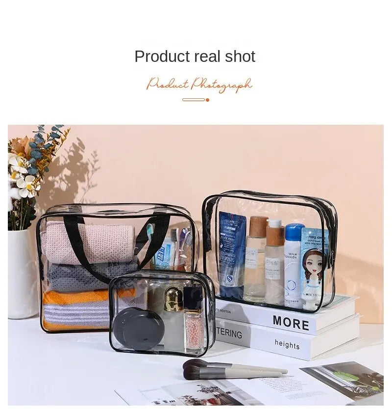 1/3Pcs Set Transparent Toiletry Bags Large Capacity Bag Travel Organizer Storage Pouch Makeup Cosmetics Bag Multifunction