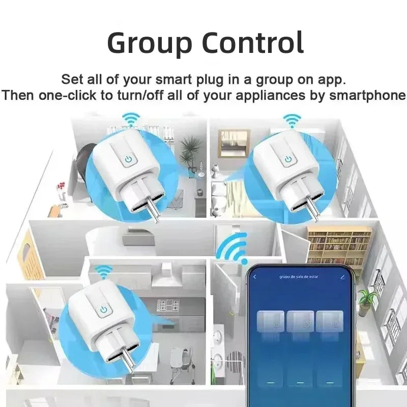 Zigbee or WiFi Smart Plug 16A/20A EU Smart Socket With Power Monitoring Timing Function Voice Control Via Tuya Alexa Google Home