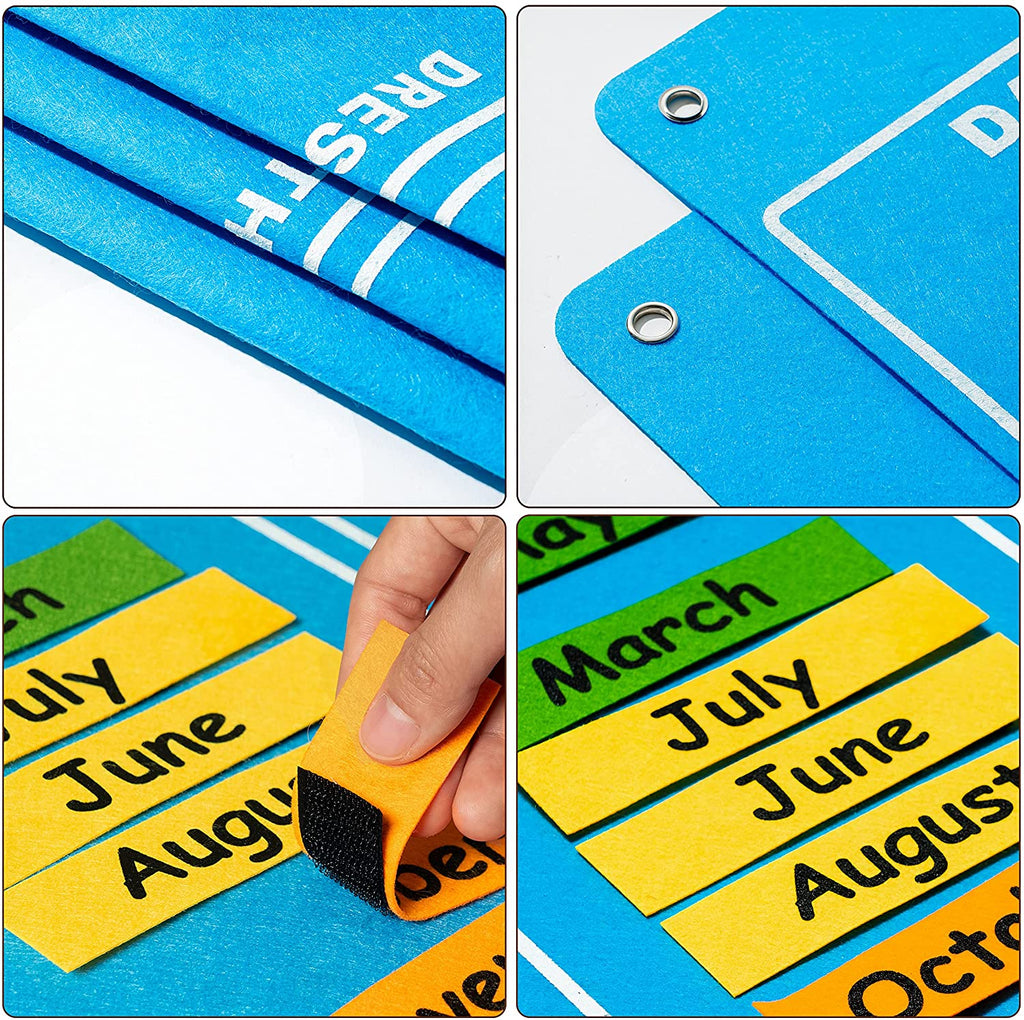 DAILY CALENDAR FELT KIT With 65 Pieces, for Kids